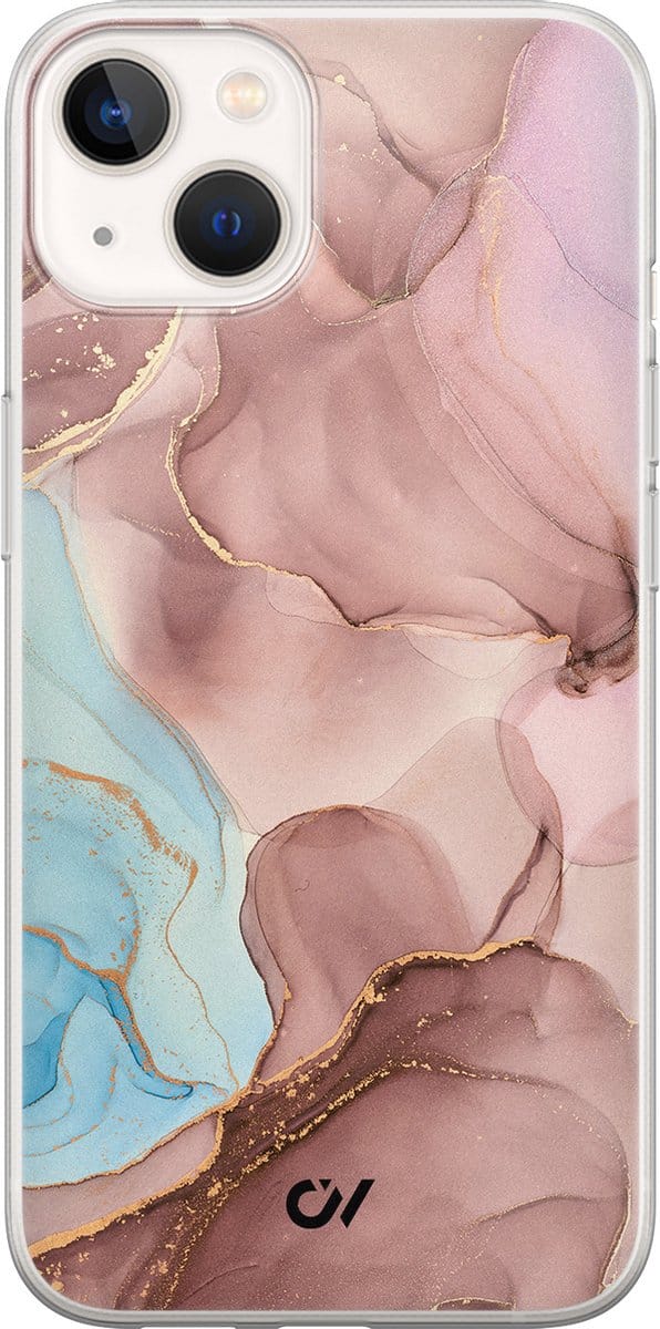 Hoesje geschikt voor Apple iPhone 13 - Marble Clouds - - Roze - Apple - Casevibes
