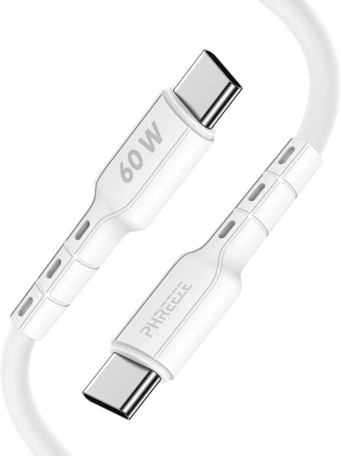 Usb C kabel 1m - Usb C naar usb C - 65w fast charge & 480mbps data - Flexibel kunststof - Phreeze