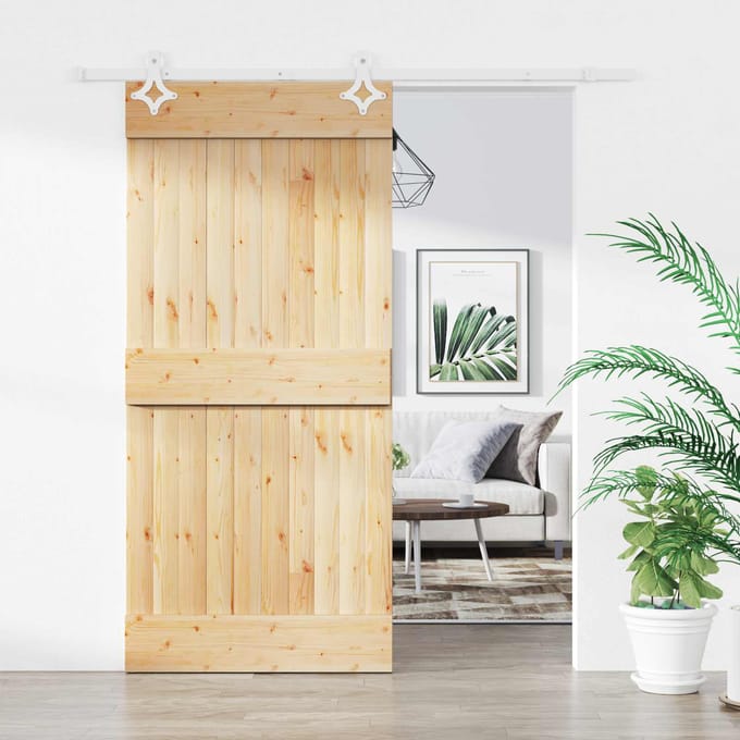 vidaXL - Schuifdeur - 95 - x - 210 - cm - Massief - Pine - Hout - (Onbehandeld)