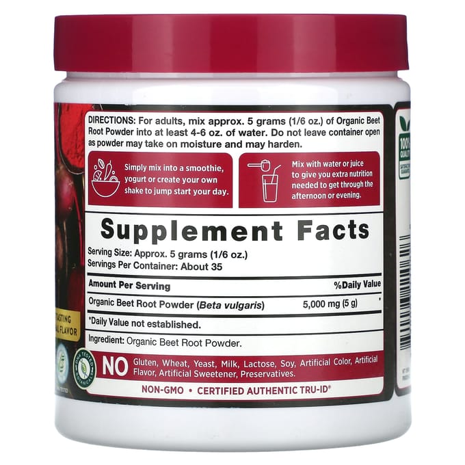 Nature's Truth, Biologisch Bietenpoeder, 6.1 oz (173 g)
