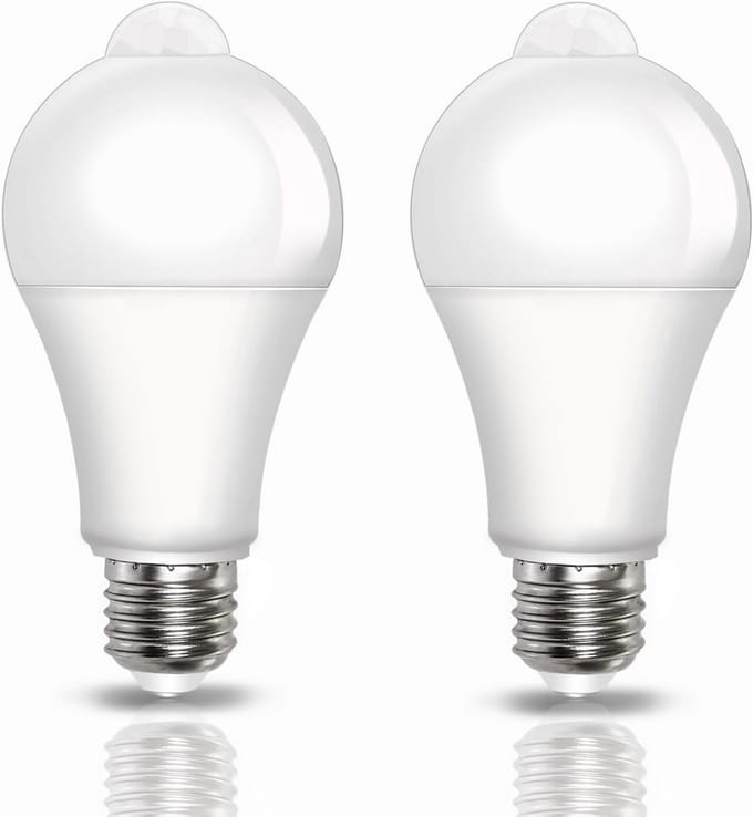 Ledlamp met bewegingsmelder E27 Koudwit 2 stuks voor Binnen en Buiten
