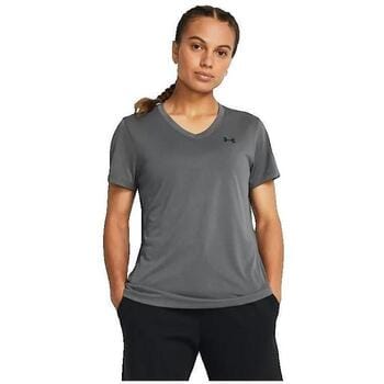 Under Armour Tech SSV- Solid-GRY Dames Sportshirt - Castlerock - Zwart