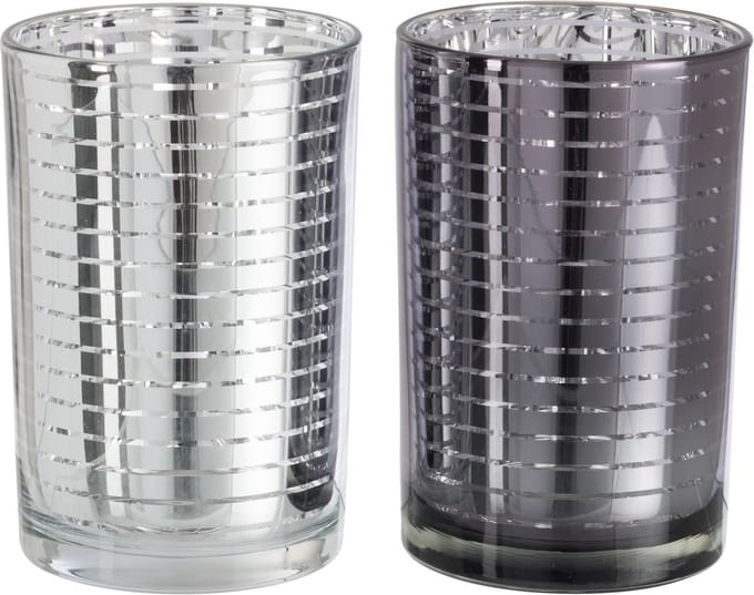 Windlicht | glas | zilver | 12x12x (h)18 cm