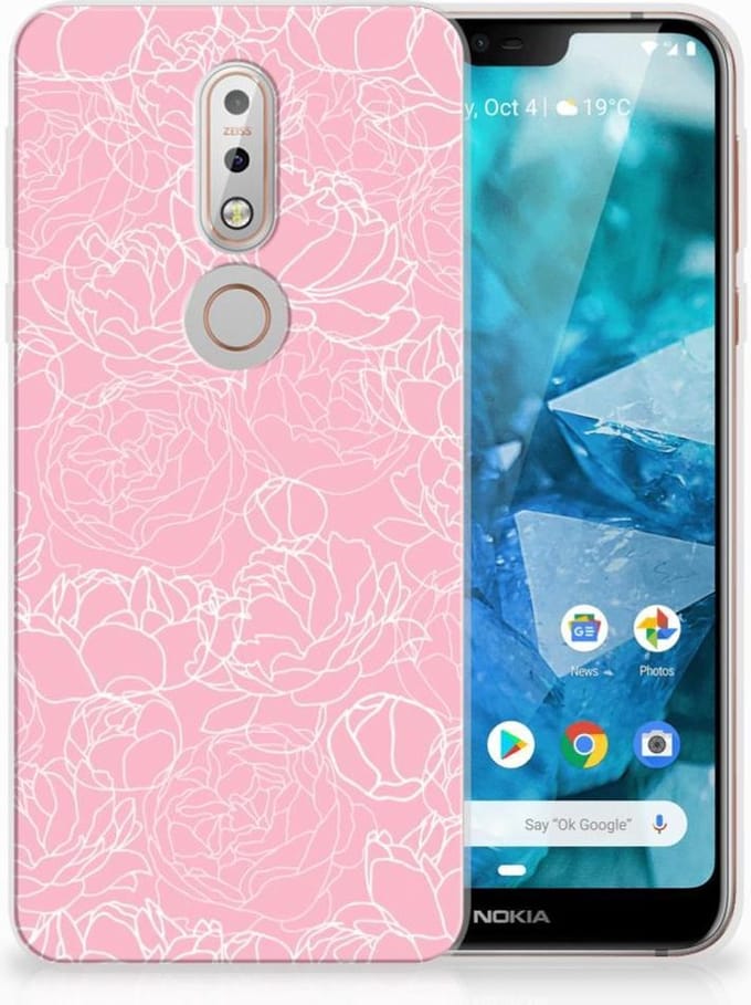 Nokia 7.1 TPU Case White Flowers