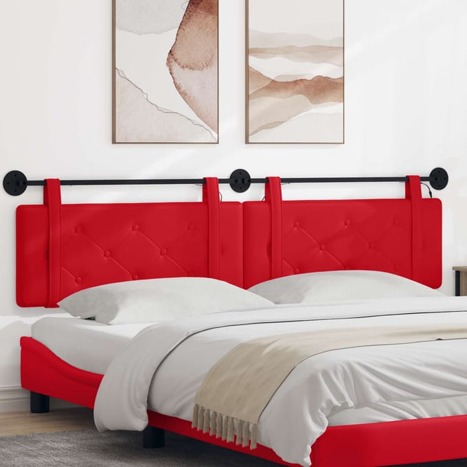 vidaXL - Hangend - hoofdbord - Met - LED-verlichting - Rood - Kunstleer