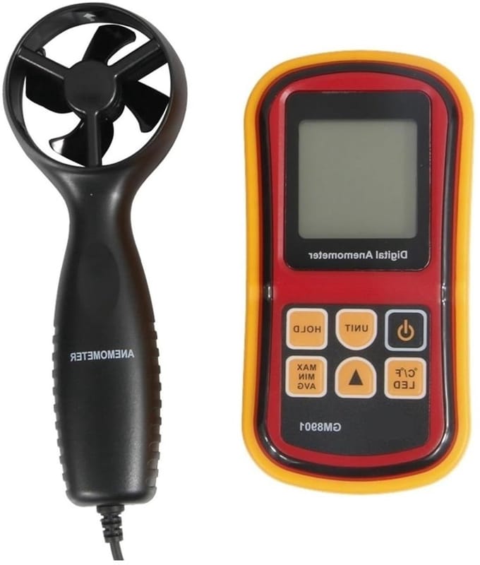 Digitale Windmeter - Luchtmeetsensor - Wind Snelheid Meten - Met Temperatuur - 72x35x145mm - Zwart