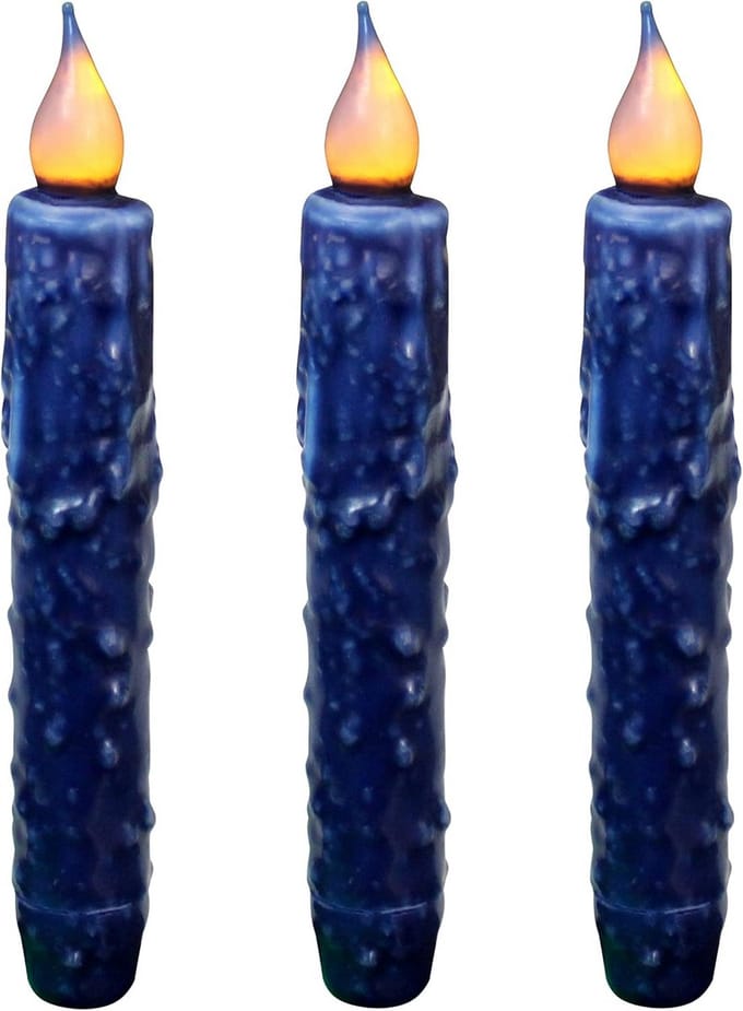 Echte Wax LED Taper Kaarsen met Timer, Vlamloze Decoratie, Marineblauw - 3 Stuks