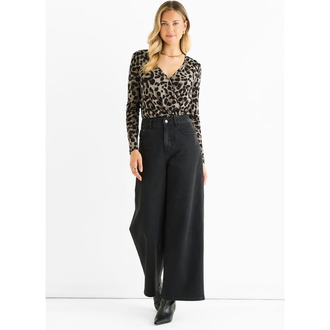 Grijze bodysuit met dierenprint