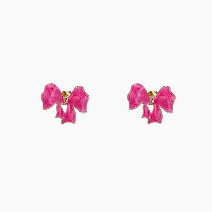 Go Dutch Label Oorknoppen Enamel Bow Pink