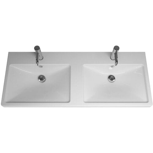 burgbad Eqio ceramic double washbasin 123 x 49 cm with 2 basin KBAR123-C0001