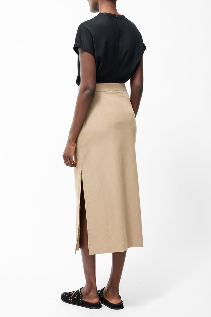 French Connection Linen Column Midi Skirt Incense Taglia: 16 | Minigonne Outlet | Donna | Bianco