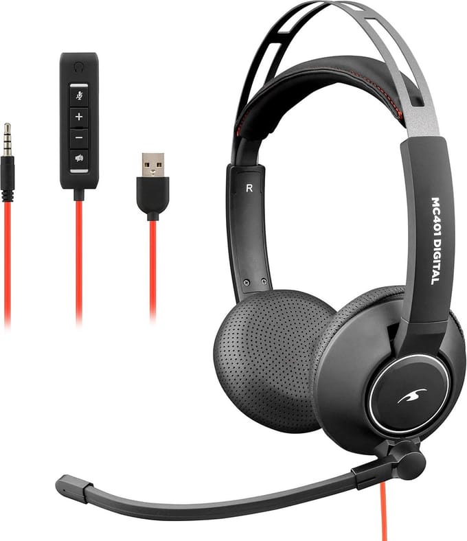 Stereo Headset met USB en 3.5mm Jack, Roterende Noise Cancelling Microfoon