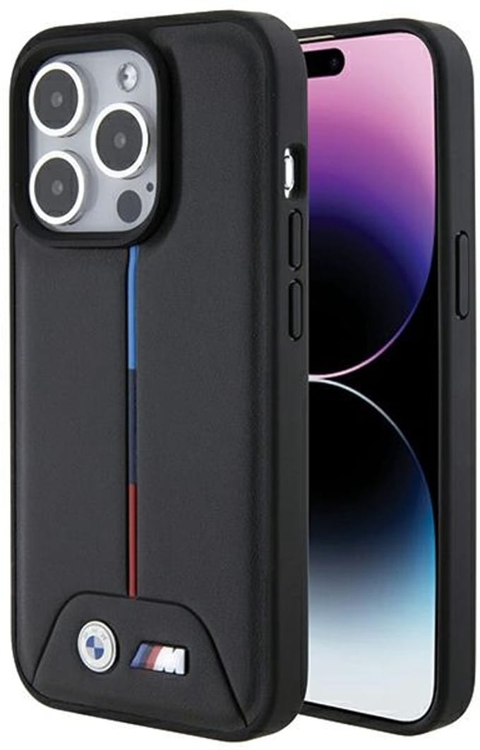 iPhone 15 Pro Backcase hoesje - BMW - Effen Zwart - Kunstleer