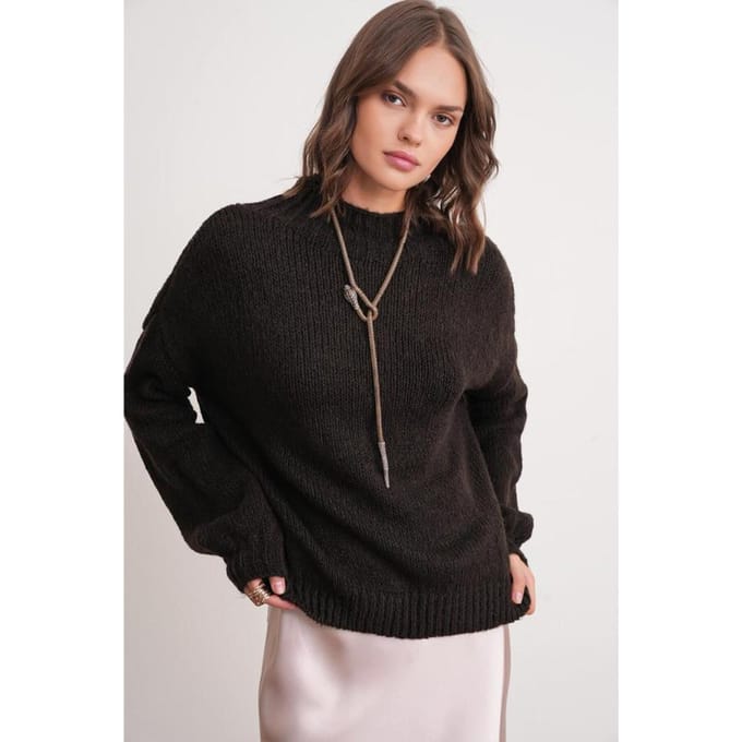 Ontspannen Pas Crew Neck Dikke Gebreide Trui