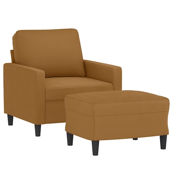 vidaXL - Fauteuil - met - voetenbank - 60 - cm - fluweel - bruin