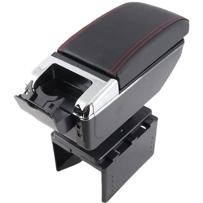 Universele auto middenconsole armsteun box container verstelbaar met USB-interface black