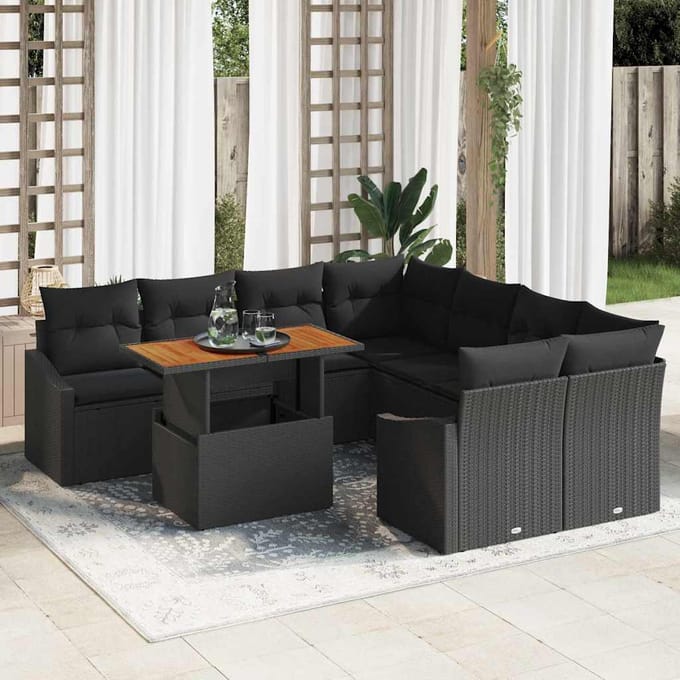 vidaXL - Tuinbank - Set - 9 - st - Zwart - en - Bruin