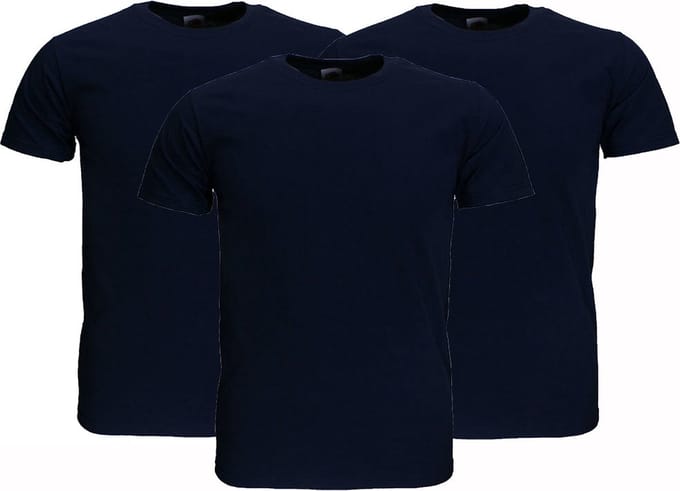 Fruit Of The Loom Plain Cotton T-Shirts 3-Pack Donkerblauw - M