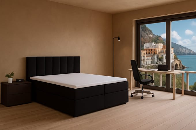 Boxspring Amalfi vlak, 200x200 cm, kleur zwart