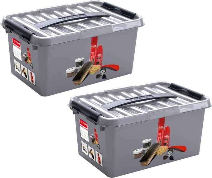 Sunware - Sunware Q - line schoenpoetsdoos met inzet 6L - Set van 2