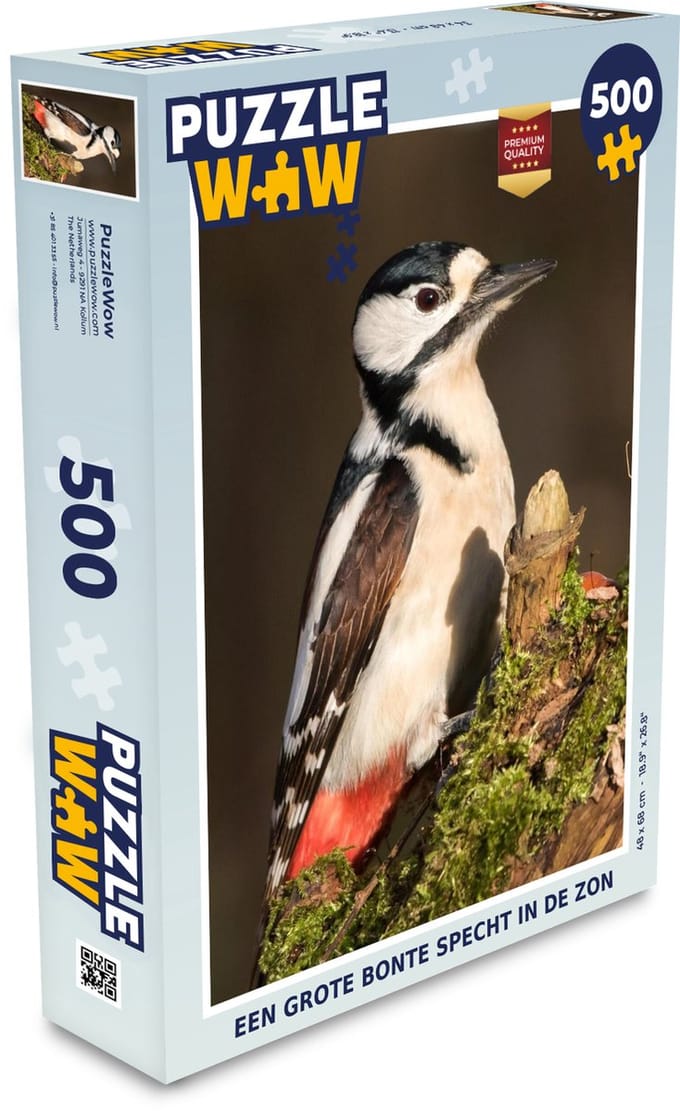 Puzzel Een grote bonte specht in de zon - Legpuzzel - Puzzel 500 stukjes
