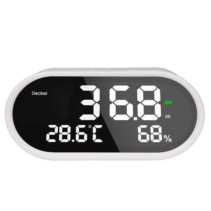 Digitale Decibelmeter LCD-Display Hoge Nauwkeurigheid Bureau Temperatuur Vochtigheid Geluidsniveau Meter voor black