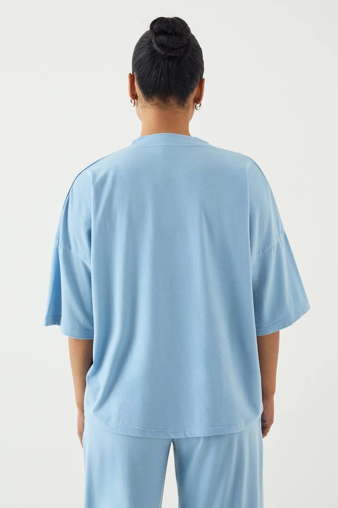 Dames Dsgn Studio Lounge T-shirt Met Korte Mouwen Oversized Superzacht | Lichtblauw | Maat: Medium