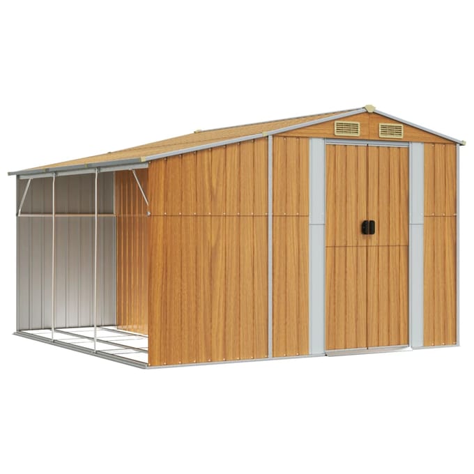 vidaXL - Tuinschuur - 277x279x179 - cm - gegalvaniseerd - staal - lichtbruin