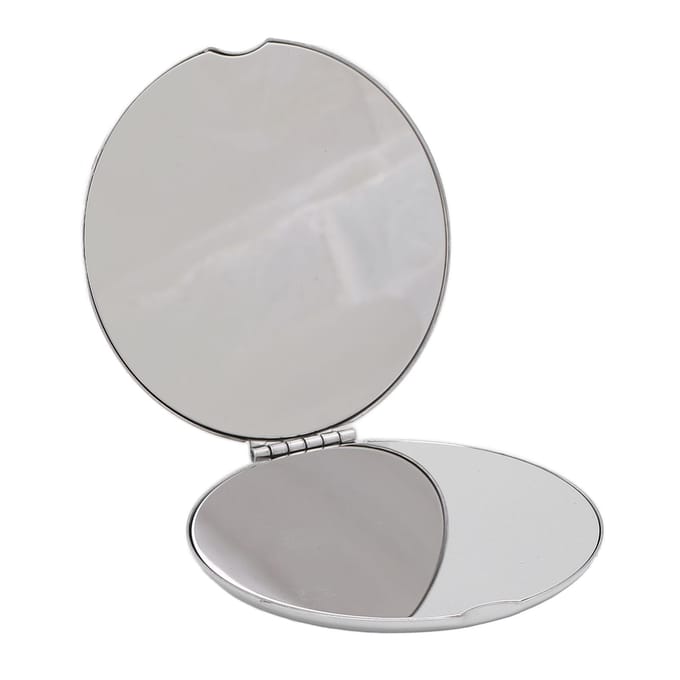 Zakspiegel Draagbaar Roestvrij Staal Compacte Spiegel Metalen Handheld Valbestendig Dubbelzijdig white