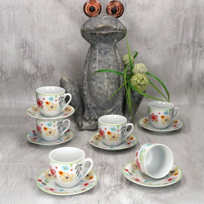 MamboCat MamboCat Set van 6 Variant koffiekoppen schotels BLÜMCHEN
