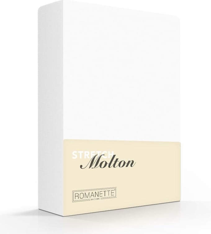 Romanette molton stretch hoeslaken - Wit - 1-persoons (80/90/100x200/220 cm)