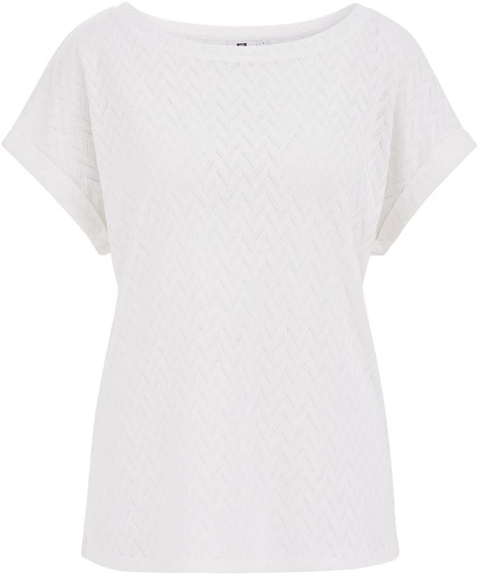 WE Fashion Dames T-shirt met open structuur