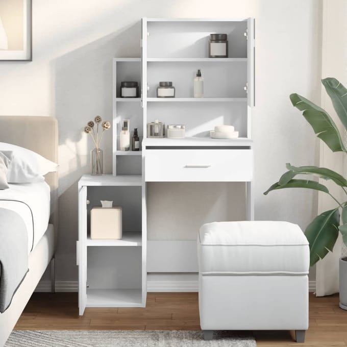 vidaXL - Kaptafel - met - kastje - 80x35x132 - cm - wit