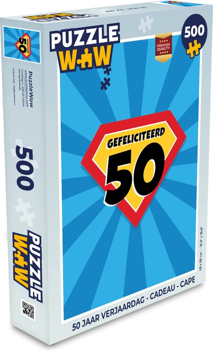 Puzzel 50 jaar verjaardag - Cadeau - Cape - Legpuzzel - Puzzel 500 stukjes