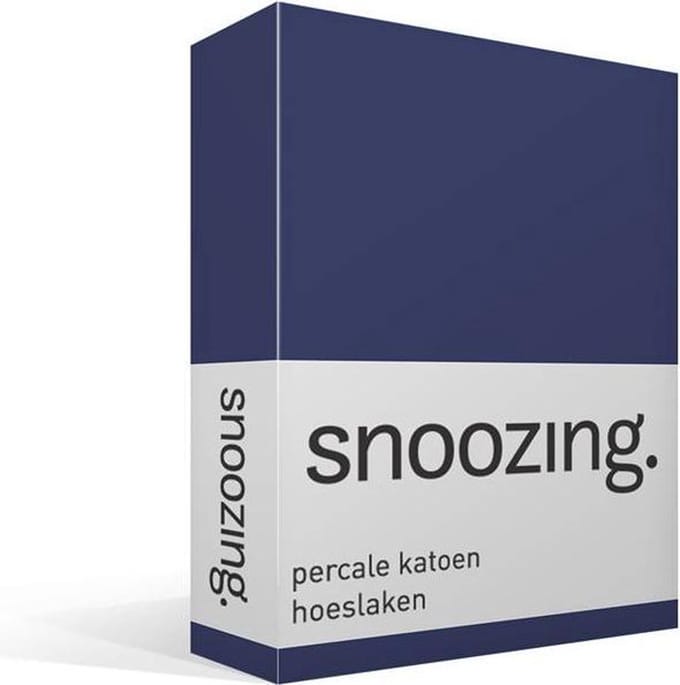 Snoozing - Hoeslaken - Lits-jumeaux - 160x220 cm - Percale katoen - Navy