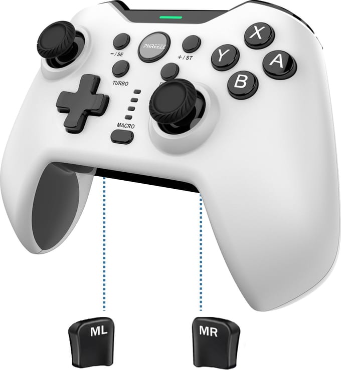 Switch Controller Pro - Geschikt voor Nintendo Switch Accessoires - Macro Knop - Turbo - Motion Sensor - Wit