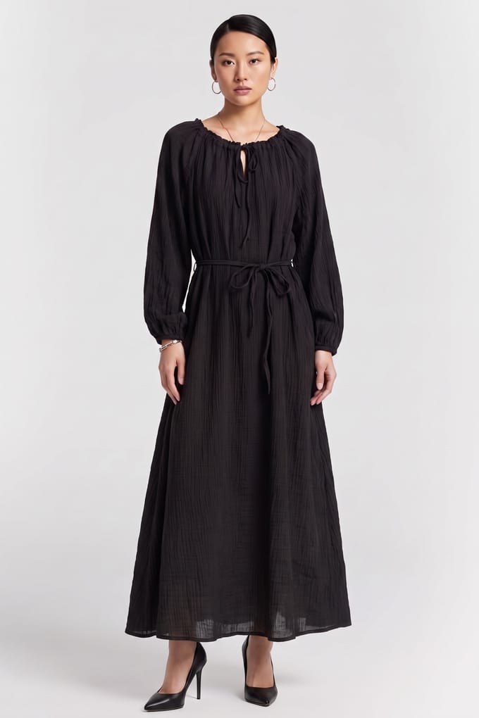 ARKET Gill Dress Cn Black Größe: 32 | Maxikleider Outlet | Damen | Schwarz