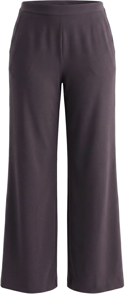 Ulla Popken - Dames - Pantalon wijde rechte pijp elastische tailleband - Mahonie - Maat 52