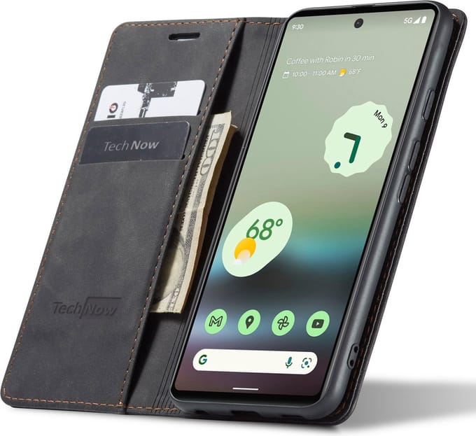 Google Pixel 6a Hoesje - Book Case Leer Slimline Zwart