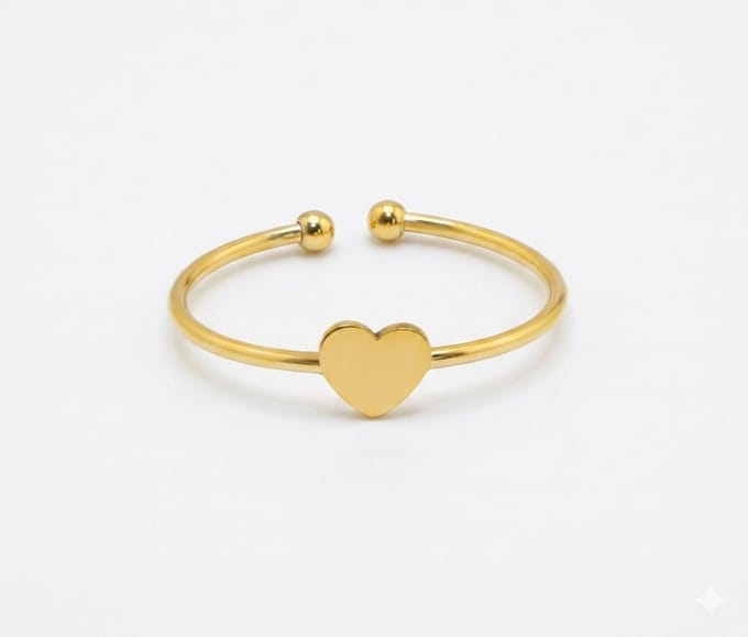 2 Love It - Ring - Minimalistisch hartje - Goudkleurig - Open achterzijde - Verstelbaar