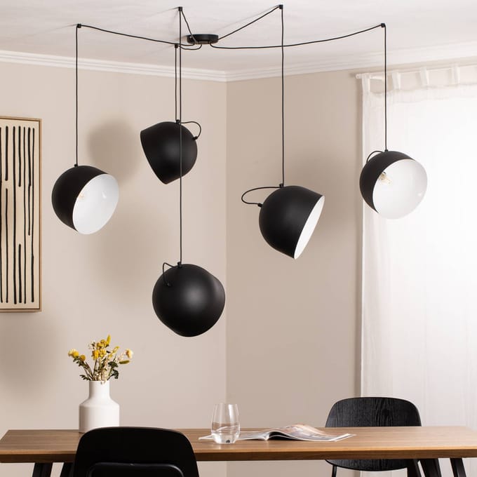 ALDEX Hanglamp Pepe, zwart, 5-lamps
