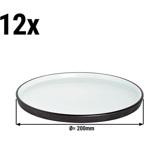 GGM Gastro (12 stuks) COSMIC - bord - vlak - rond - porselein - Ø200mm - zwart zwart;wit