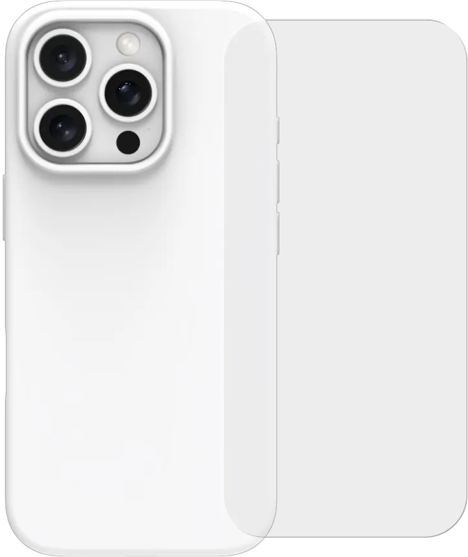 BlueBuilt Back Cover iPhone 16 Pro Wit + Screenprotector Glas
