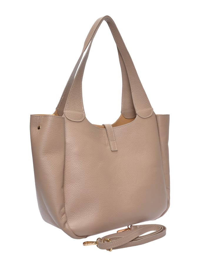 Roberta M Beige Rundleer Tas