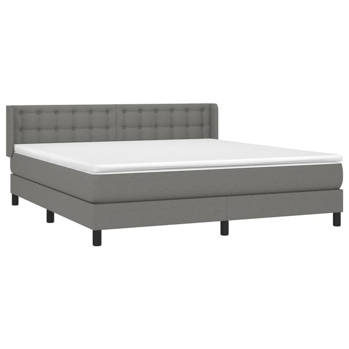 vidaXL - Boxspring - met - matras - stof - donkergrijs - 160x200 - cm