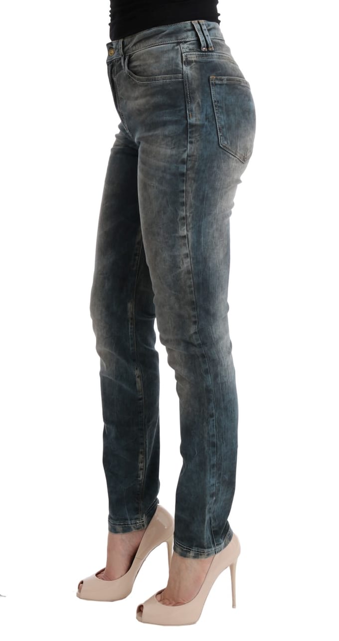 Cavalli Women's Blue Wash Cotton Blend Slim Fit Jeans