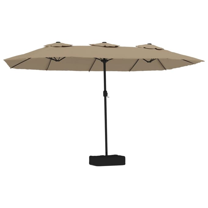 vidaXL - Parasol - dubbel - dak - met - LED - 449x265 - cm - taupe