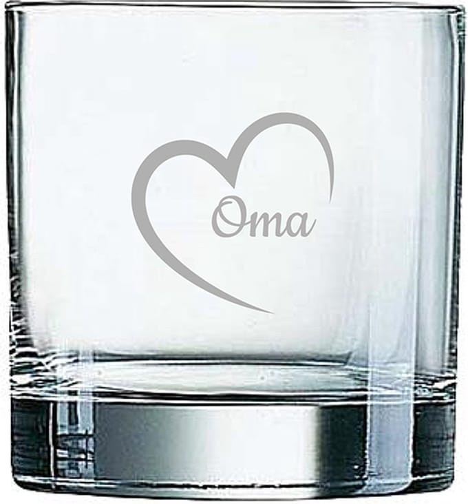 Gegraveerde Whiskeyglas 38cl Oma met hartje
