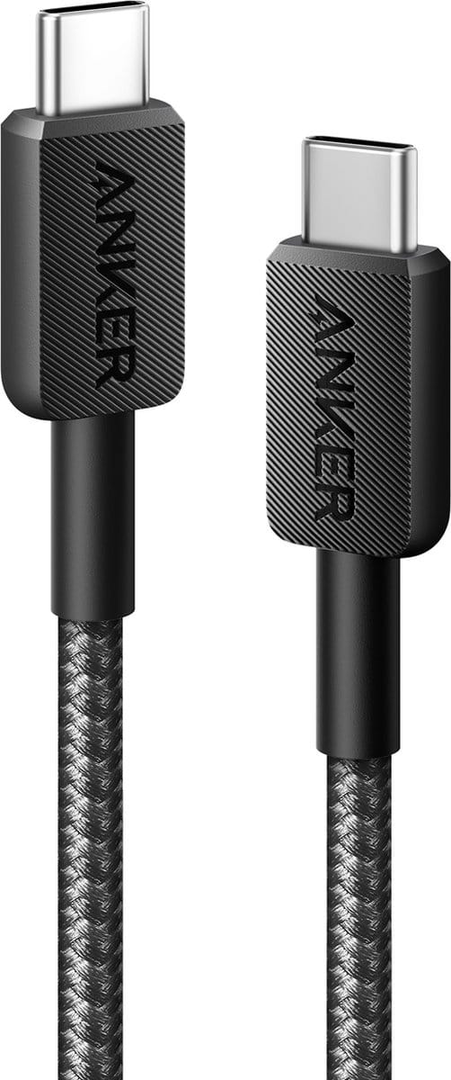 USB-C Data- en Oplaadkabel - USB-C Anker 322, 60W, 1.8m, Zwart A81F6G11