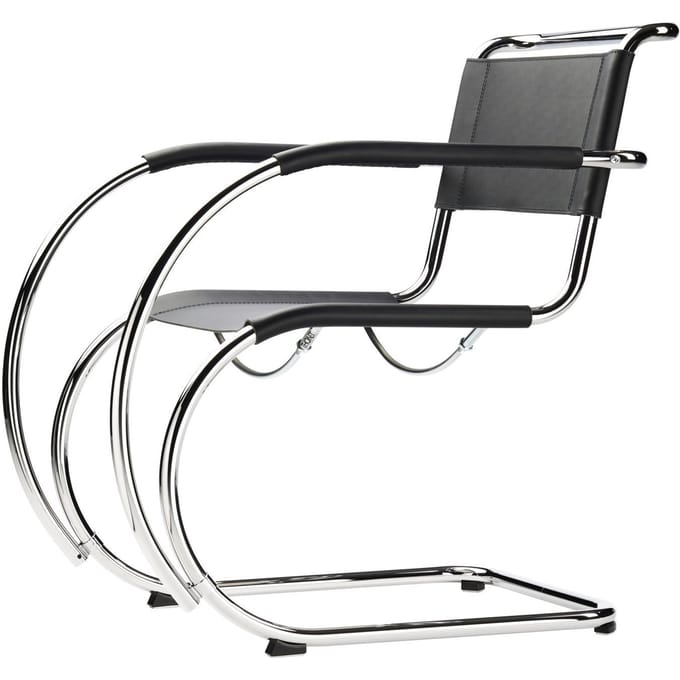 Thonet - S 533 F Fauteuil - Kernleer - zilver